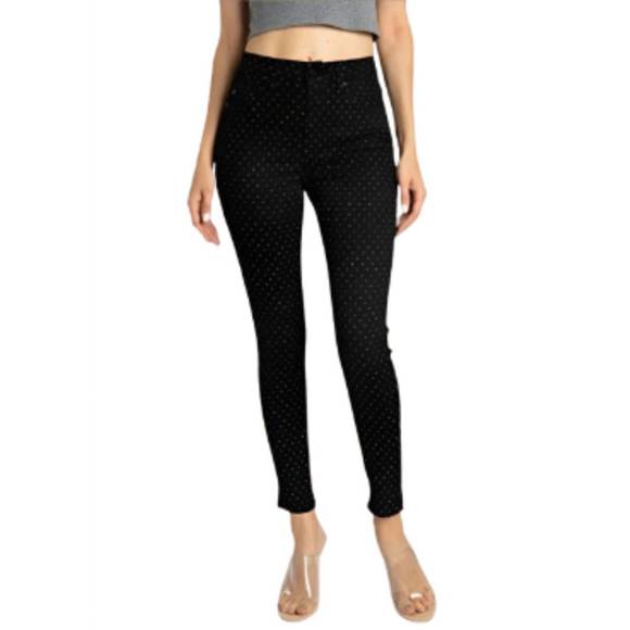 NEW KANCAN dotted skinny pants in black - Picture 1 of 3